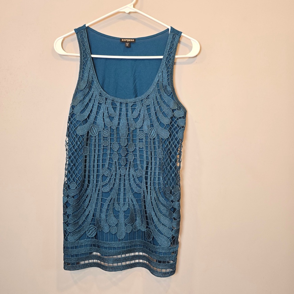 Express Lace Cami Tank Top Womens Small Blue